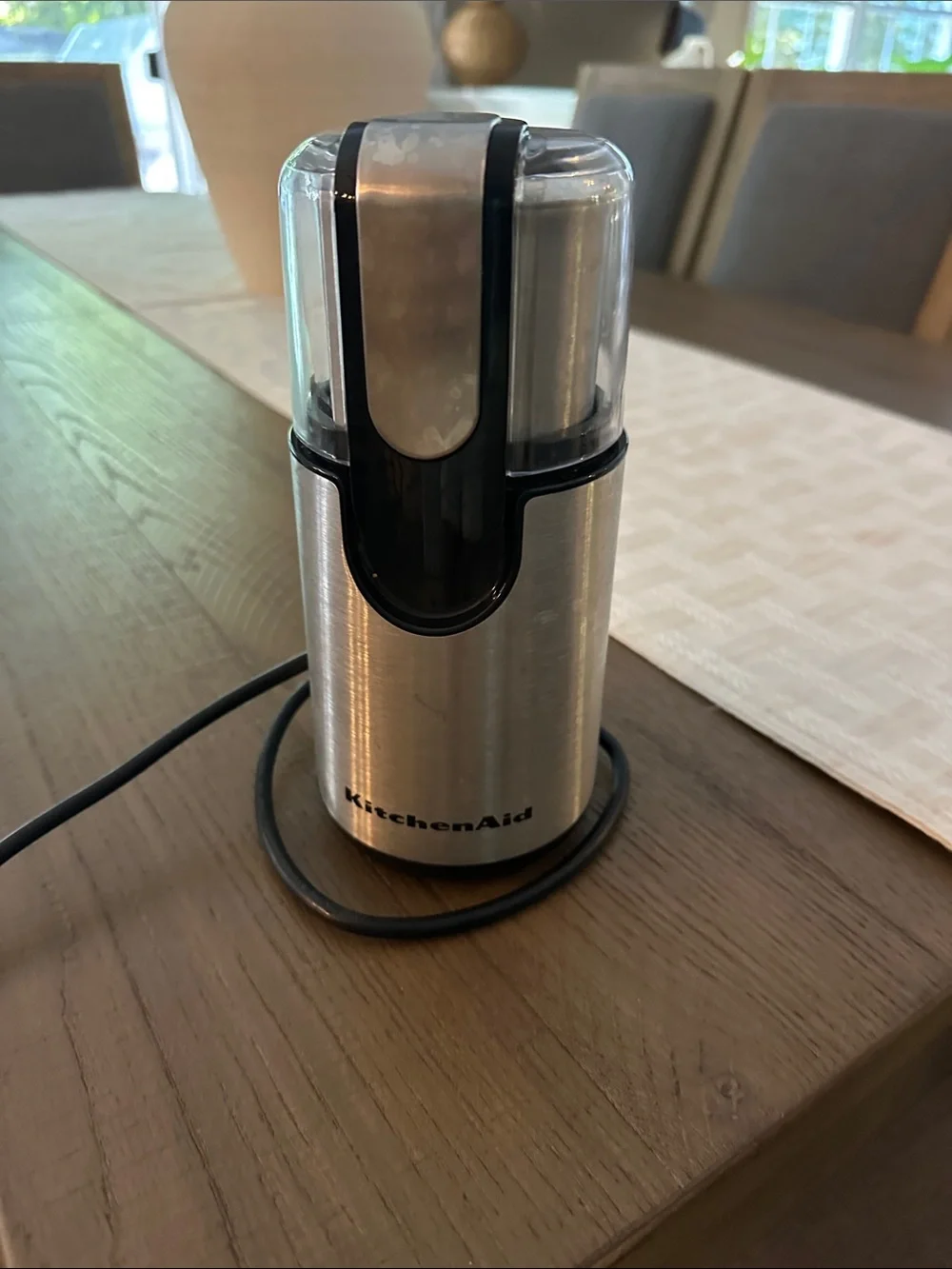 KitchenAid Silver and Black Electric Coffee Grinder